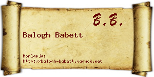 Balogh Babett névjegykártya